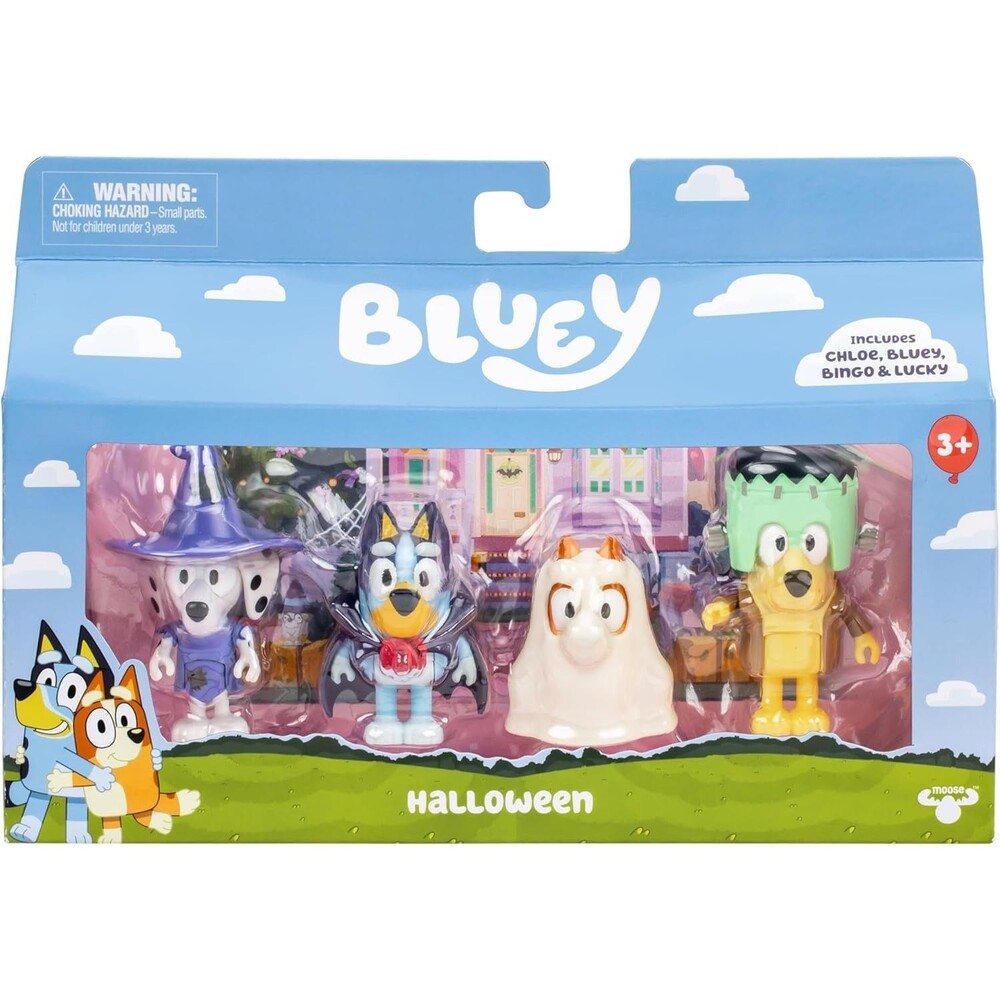 Bluey Halloween Figures Pack of 4 Articulated Character Toys Bingo Bluey Chloe